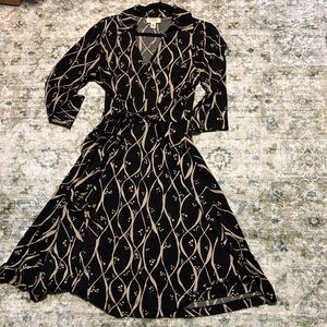 Talbots Black and Tan Long Sleeve Dress